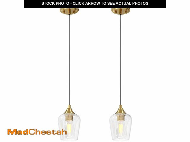 Lot 74-12460906 - VONLUCE Pendant Lights Kitchen Island, Brushed Gold Pendant Light Fixtures with E26 Base &amp; Adjus...