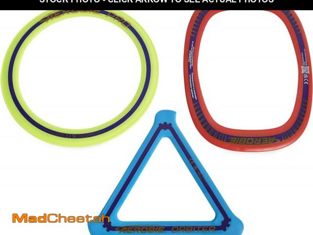 Lot 74-12136724 - Aerobie 3-Piece Flying Ring Combo Pack with Pro Ring, Orbiter Boomerang, and Pro Blade, Lightweight ...