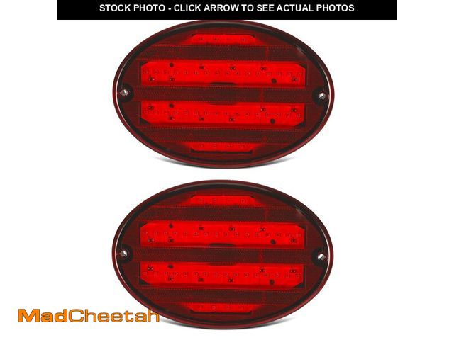 Lot 74-14430304 - Partsam 2Pcs 8.5" Oval Led Tail Lights 40LED Red for Trailer RV Motorhome Airstream Oval Led Stop Tu...
