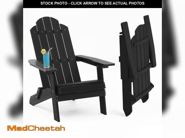 Lot 74-12085338 - null Black Plastic Outdoor Patio Folding Adirondack Chair - UNUSED