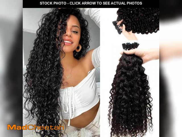 Lot 74-12315032 - Water Wave I Tip Hair Extensions Human Hair 100 Strands 0.5g/Strand Curly Real Remy Hairs Pre Bonded...