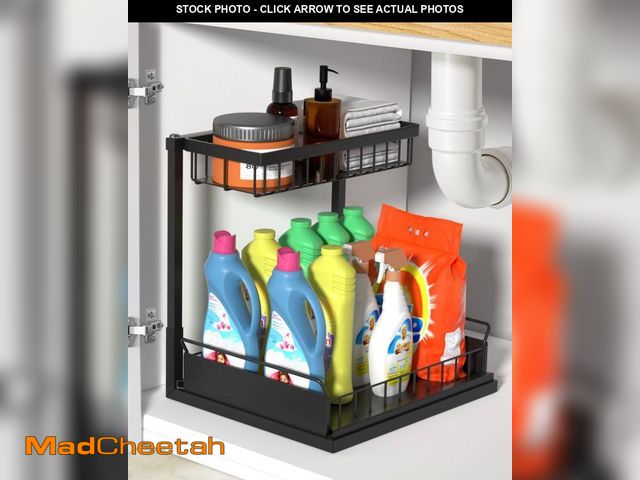 Lot 74-12314512 - Under Sink Organizer,Metal Pull Out Kitchen Cabinet Organizer with Sliding Drawer,Sturdy Multi-Funct...