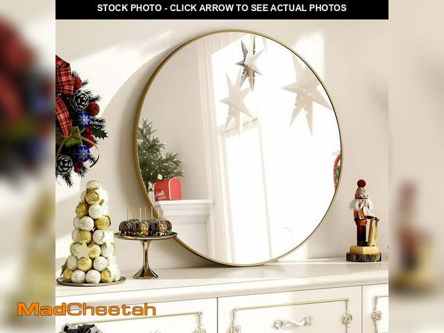 Lot 74-13054554 - BEAUTYPEAK 24" Wall Mirror Bathroom Mirror Wall Mounted Round Mirror, Gold - UNUSED