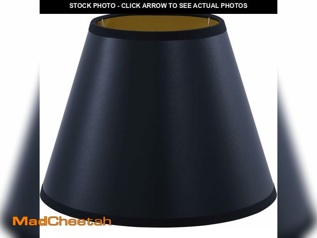 Lot 74-13709176 - (SET OF 2) Aspen Creative 56052 Empire Uno Lamp Shade in Black with Gold Inside Washi Paper, 5" Top ...