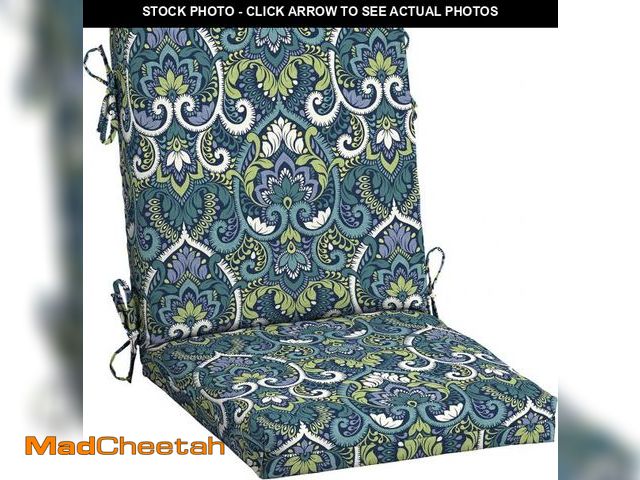 Lot 74-12367257 - ARDEN Outdoor Midback Chair Cushion, 18 x 16.5, Rain-Proof, Fade Resistant Sapphire Aurora Blue Dama...