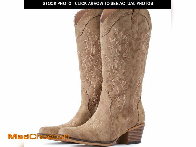 Lot 74-14298321 - IUV Cowboy Boots For Women Western Cowgirl Boots with Chunky Heel Mid Calf Snip Toe Ideal for low in...