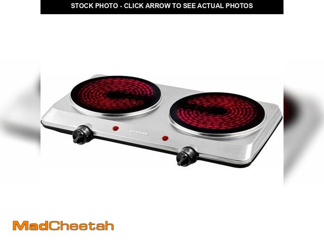 Lot 74-13710282 - OVENTE Countertop Infrared Double Burner, 1500W Electric Hot Plate and Portable Stove with 7.5Ã¢â¬Â...