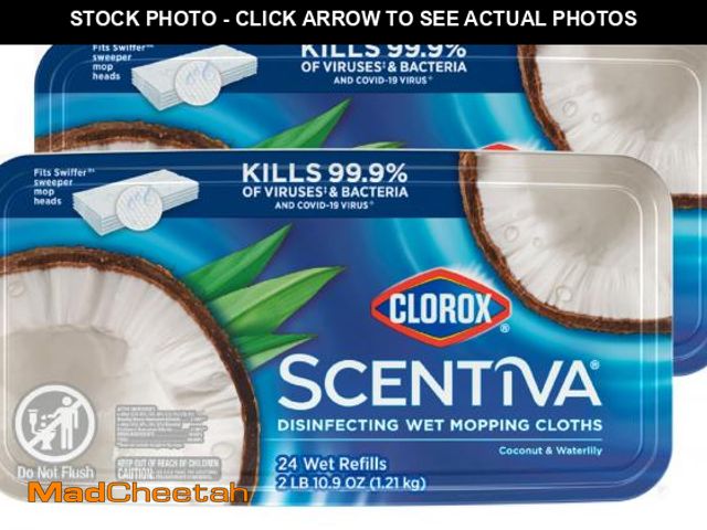 Lot 74-12214451 - Clorox Scentiva Disinfecting Wet Mop Pad, Disposable Mop Heads, Coconut and Waterlily, 2 Packs, 24 W...
