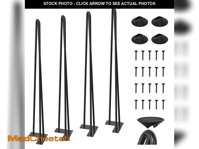 Lot 74-12594971 - WINSOON 34 in. Black Coating Metal Bench Legs Hairpin Table Legs for Furniture Feet (Set of 4-Pack, ...