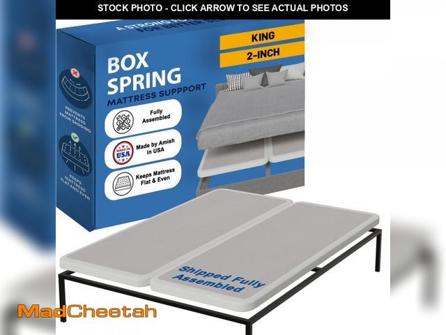 Lot 74-12410689 - Greaton, Box Spring Bed Base King Size, 2-Inch Wood Amish Made in USA Ã¢â¬â Quiet Noise Free, 2-P...