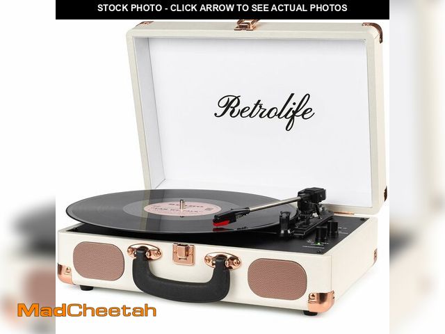 Lot 74-12706765 - Turntable Vinyl Record Player 3-Speed Suitcase Portable Belt-Driven Record Player with Built-in Spea...