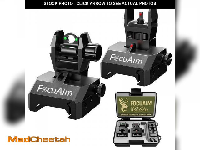 Lot 74-12215790 - Focuaim Flip Up Iron Sights, Durable Fiber Optic Iron Sights with Red Green Dots, Tool-Free Adjustme...