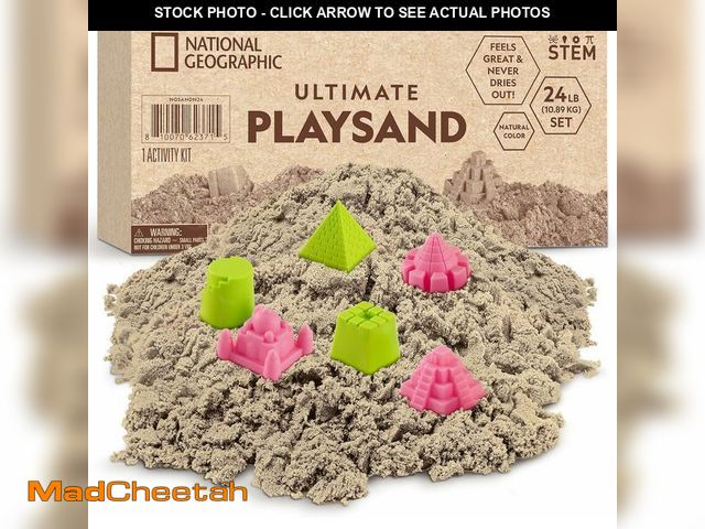 Lot 74-14305076 - National Geographic Moon Sand - 24 Lbs. of Play Sand with Castle Molds (Natural) - A Fun No Mess Sen...