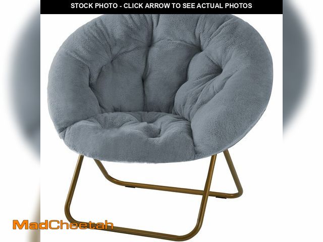Lot 74-12694575 - DUMOS Comfy Saucer Chairs Cozy Faux Fur Soft Lounge Cute Folding Bedroom Living Room Seat Flexible R...