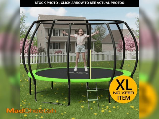Lot 74-13744084 - GVDV Outdoor Trampoline, 10' Backyard Recreational Pumpkin Trampoline for Kids with Enclosure - UNUS...