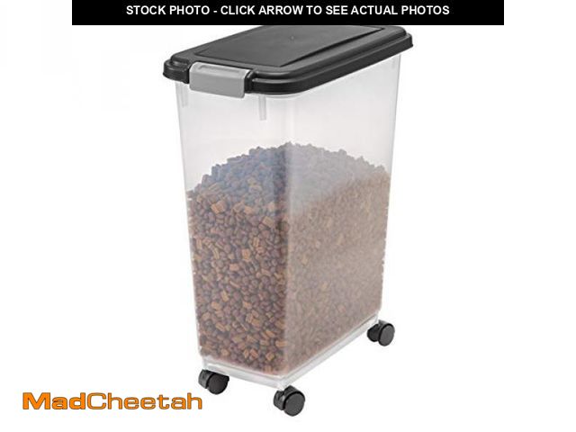 Lot 74-12137019 - IRIS USA Airtight Dog Food Storage Container, Up to 38 lbs, Attachable Wheels, For Dog Cat Bird and ...