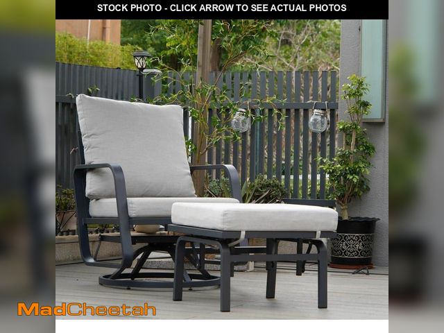 Lot 74-12671272 - (MISSING OTTOMAN) PRONTO PRESTO LLC Patio Swivel Rocker Glider Sets: 2-Piece Aluminum Alloy Ensemble...