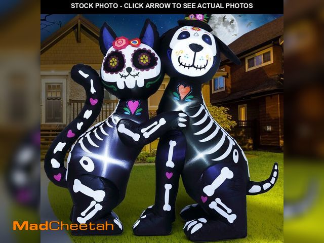 Lot 74-12707934 - ZPISF 6 FT Halloween Inflatables Skeleton Black Cat and Dog Day of The Dead Outdoor Decorations, Inf...