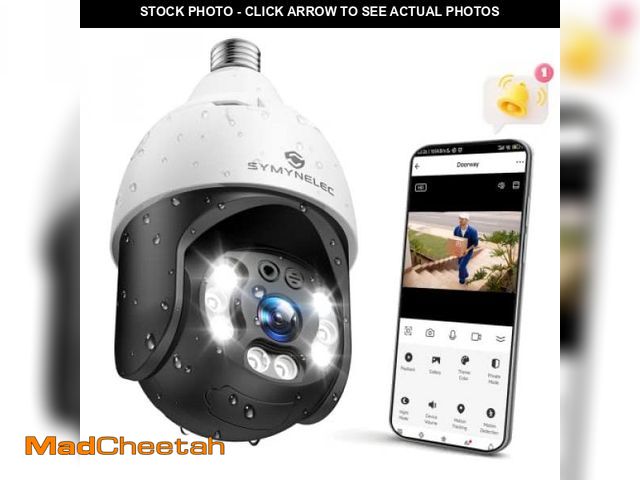 Lot 74-9516732 - Light Bulb Security Camera Outdoor Waterproof 2K, SYMYNELEC 2.4GHz Wireless WiFi Light Socket Camera...