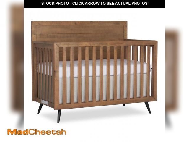 Lot 74-12358949 - Evolur Stilnovo Mid Century 4-in-1 Convertible Crib in Sugarcane, Greenguard Gold Certified, 3 Mattr...