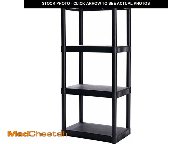 Lot 74-12829140 - Plano 4-Shelf Plastic Storage Shelves, 48" x 23" x 14", 200lb Capacity, Pantry, Office, Closet and G...