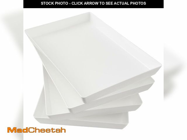 Lot 74-13955523 - US Acrylic White Plastic Serving Trays (Set of 4) 15Ã¢â¬Â x 10Ã¢â¬Â | Large Unbreakable Reusable...