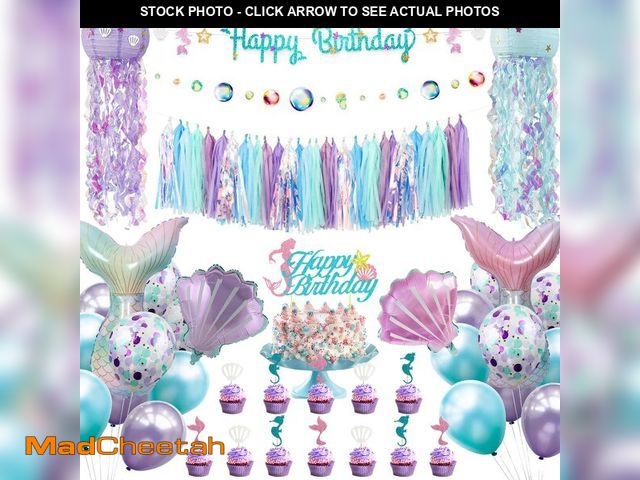 Lot 74-12703502 - Mermaid Birthday Party Decorations Supplies Banner Tassel Garland Bubble Garland Hanging Jelly Fish ...