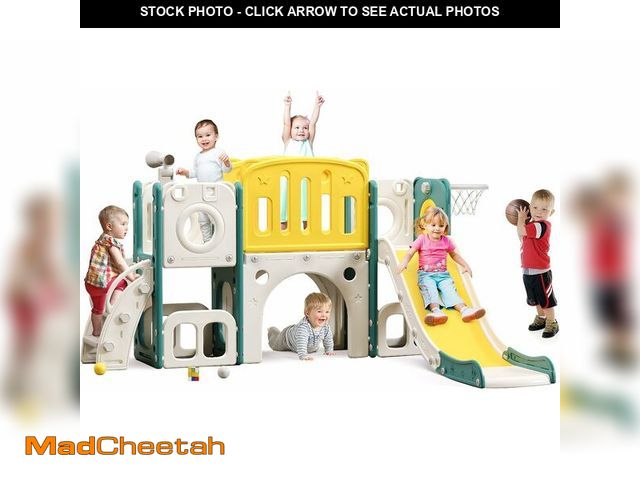 Lot 74-14202691 - 8 in 1 Toddler Slide Set, Kids Slide for Toddlers, Toddler Climber Slide PlaySet with Basketball Hoo...