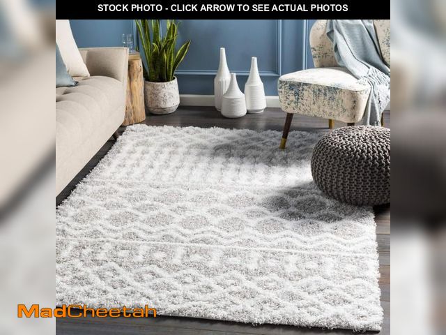 Lot 74-12366145 - Livabliss Hapsburg Moroccan Shag Area Rug, 5'3" x 7'3", Light Gray - USED