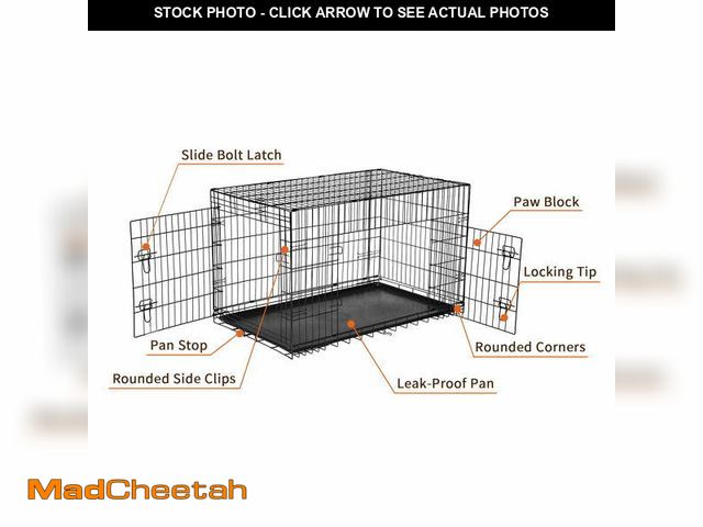 Lot 74-14585362 - Elevon Foldable 2-Door24" Metal Pet Crate for Dogs &amp; Cats with Leak-Proof Tray - USED
