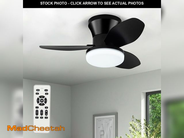 Lot 74-13550823 - ZOEYON Small Ceiling Fan with Light - 26 Inch Flush Mount Ceiling Fan with Lights and Remote, Low Pr...