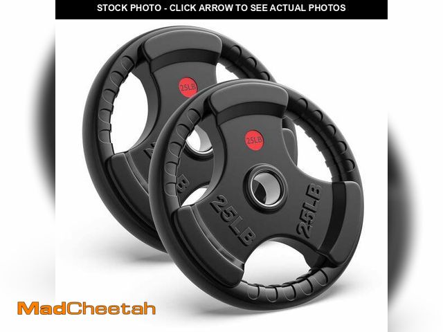 Lot 74-14071385 - GIKPAL 50lbs Weight Plates 2 Inch Rubber Coated Olympic Weight Plate for Strength Training &amp; Wei...