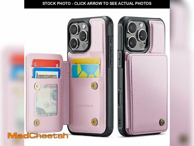 Lot 74-12883127 - Vinich for iPhone 16 Pro 6.3" Wallet Case with Card Holder, RFID Blocking Credit Slots Kickstand Sho...