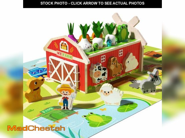 Lot 74-13961832 - JAUNTY Montessori Toy for Toddlers 1 2 3 Years Old, Wooden Farm Shape Sorting Toy for Baby Boys Girl...