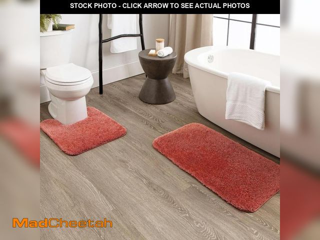 Lot 74-12367685 - Mohawk Home Goliath Machine Washable Bath Mat Set: 20" x 34", 20" x 24" Contour Cinnamon - UNUSED