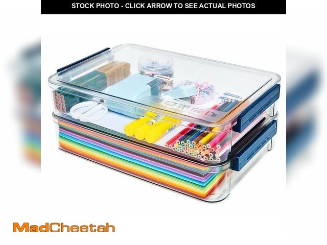 Lot 74-12699283 - CATOOMUU 2 Pcs 5.5qt 9 x 13 Plastic Portable Project Case With Snap-Tight Latch Clear Stackable Stor...