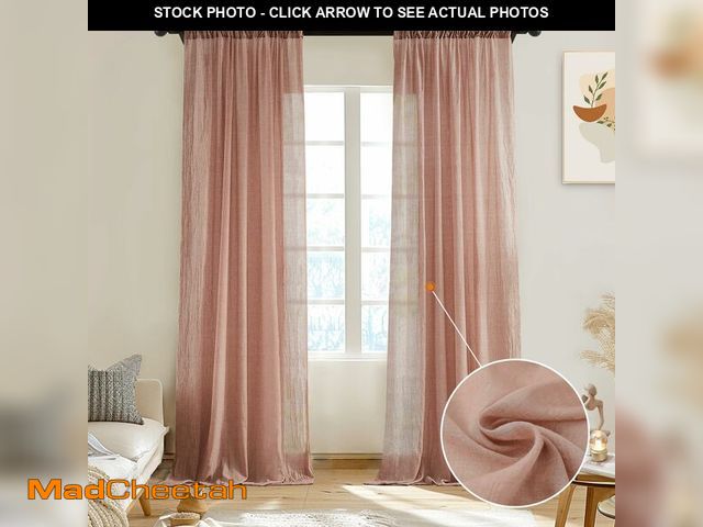 Lot 74-12714707 - Melodieux Blush Pink Cotton Sheer Curtains 84 Inches Long, Bedroom Living Room Natural Light Filteri...