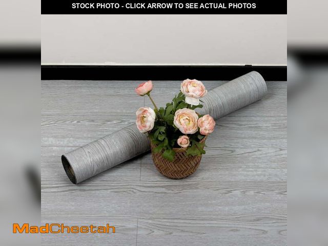 Lot 74-14070234 - Lxcreat 196.8-in x 23.6-in Vinyl Flooring Gray Peel and Stick Roll Vinyl Floor Wood Plank Flooring S...