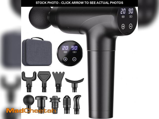 Lot 74-12048498 - cotsoco Massage Gun Deep Tissue, Muscle Massage Gun with 9 Attachment Heads 20 Speeds &amp; Silent B...