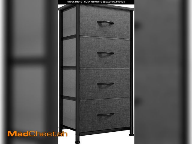 Lot 74-12396598 - DWVO Storage Tower with 4 Drawers - Fabric Dresser, Organizer Unit for Bedroom, Living Room, Closets...