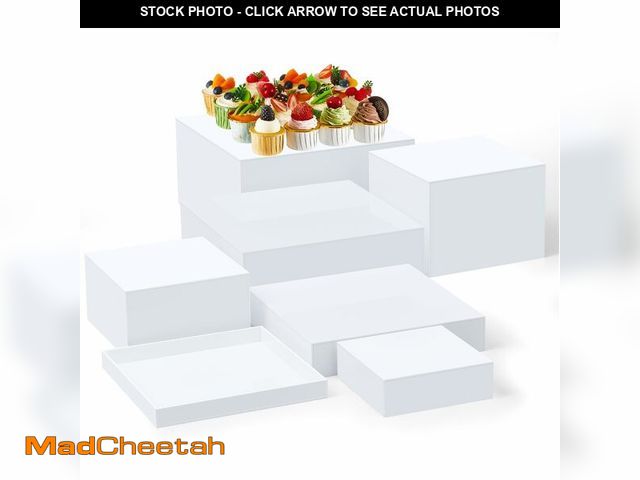 Lot 74-13627026 - Leinuosen 7 Pcs Large Buffet Risers Set 6" to 12" Acrylic Display Box Catering Dessert Table Riser F...