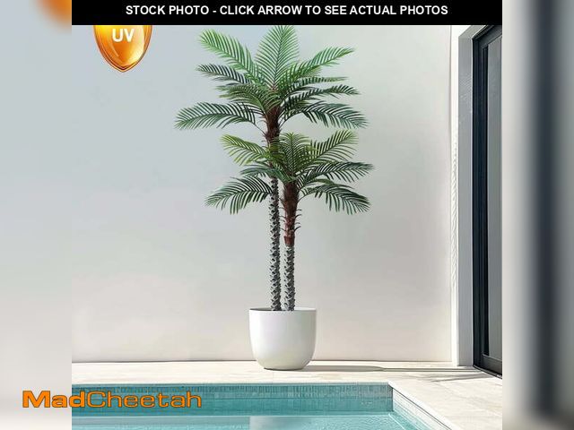 Lot 74-14087173 - Nafresh 8ft UV Resistant Faux Palm Tree with Full and Lifelike Leaves , 96in Artificial Palm Tree wi...