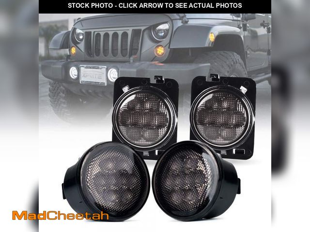 Lot 74-12126361 - Xprite Smoked Lens Turn Signal &amp; Side Marker Lights Kits Compatible with 2007-2018 Jeep Wrangler...