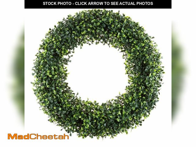 Lot 74-12555511 - Pure Garden 19.5-Inch Boxwood Wreath - Round UV Resistant Artificial Spring, Summer, Fall, or Winter...