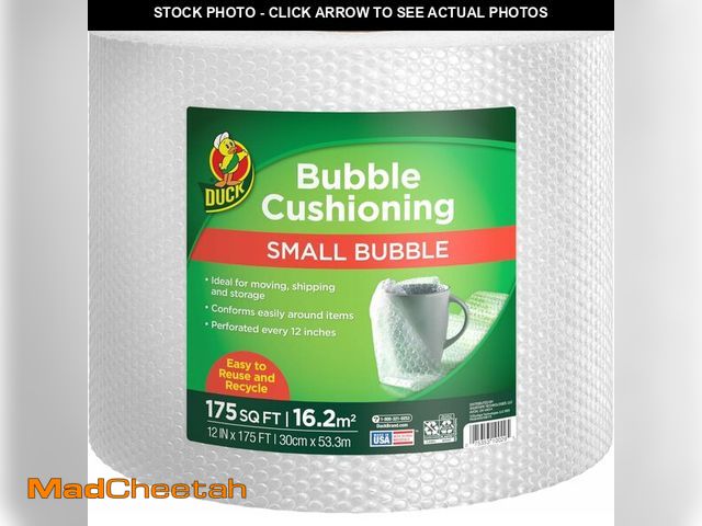 Lot 74-14349363 - Duck Brand Small Bubble Cushioning Wrap for Fragile Moving &amp; Shipping - 175 ft Packing Wrap for ...