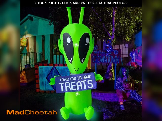 Lot 74-14273371 - Trystway 4 FT Halloween Inflatable Alien with Banner Decoration Blow Up Built-in LED for Holiday Law...