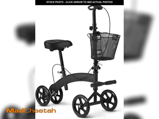 Lot 74-12396822 - Medline Manual Seated Mobility Scooter Knee Walker, 8" Wheels, 300 lbs. Capacity, Black- for Leg &am...