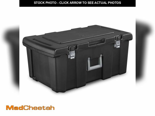 Lot 74-12556704 - (MISSING LATCH) Sterilite Footlocker, Heavy Duty Plastic Storage Container, with Handle and Wheels, ...