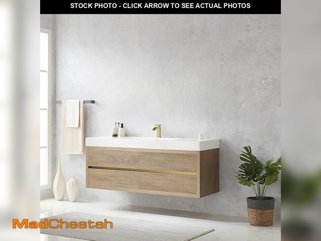 Lot 74-12139885 - (MISSING SINK AND FAUCET) Vinnova 703160-NO-WH-NM Palencia Bathroom Vanity, North American Oak - UNU...