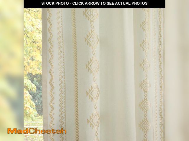 Lot 74-12378682 - ColorBird Boho Curtains Embroidered Light Filtering Rod Pockets Farmhouse Western Beige Curtain 84 i...